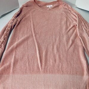 LC Conrad pink/peach sweater, with details up the sleeves , size L